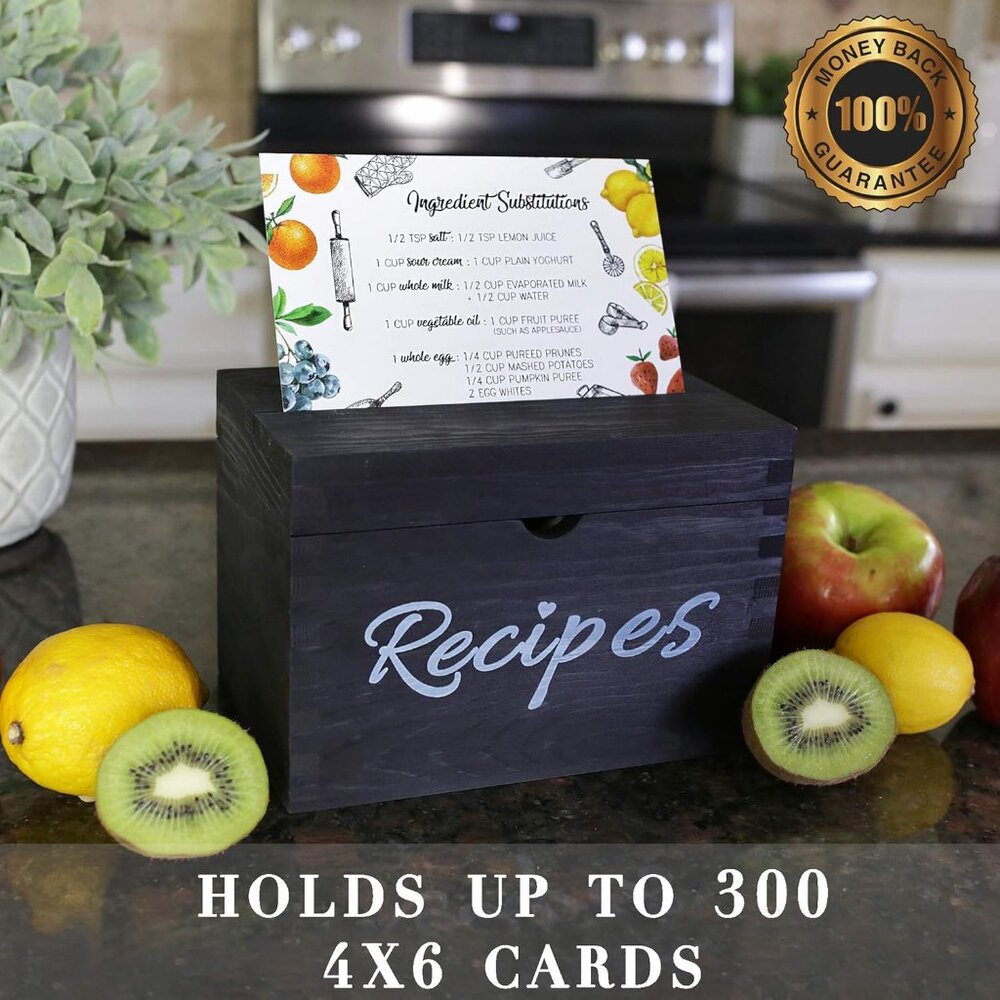 Baking & Beyond Recipe Box, Recipe Card Holder Box with 100 4x6 inch Recipe Card - Picture 4 of 7